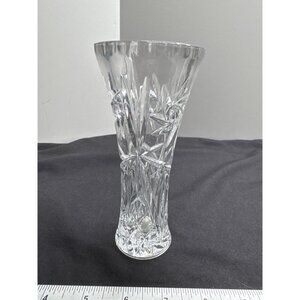 Lenox Crystal Cut Glass Vase 6" Tall Elegant Starburst Design Decorative Centerp